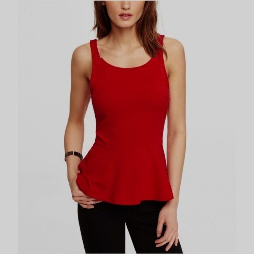 Express Sleeveless Peplum Tank Top Shirt‎ Red XS